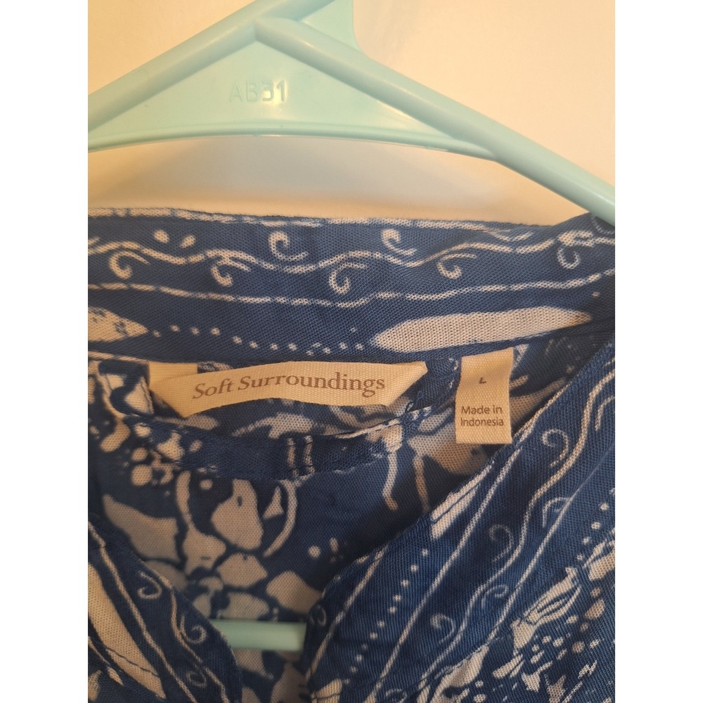 Soft Surroundings Blue and White Printed Jumpsuit